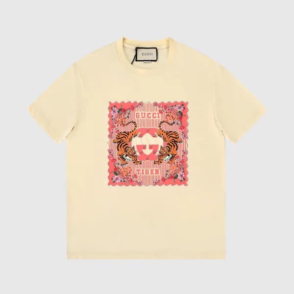 구찌 남자 크루넥 아이보리 반팔티 - Unisex Ivory Short-sleeved Ts… - 1