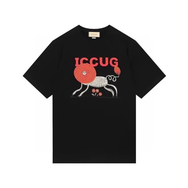 구찌 남/여 크루넥 블랙 반팔티 - Unisex Black Tshirts - guc0463… - 1