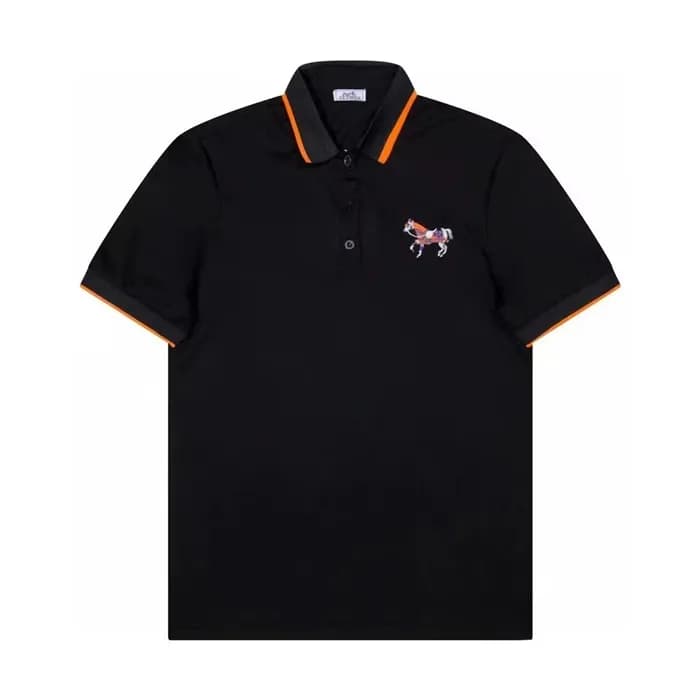 에르메스 남자 블랙 폴로 반팔티 - Mens Black Tshirts - her0741x - 1