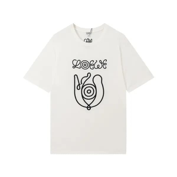 로에베 남성 이니셜 화이트 반팔티 - Mens White Tshirts - loe0582x - 1