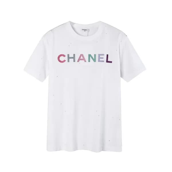 샤넬 남/녀 크루넥 화이트 반팔티 - Unisex White Tshirts - chl088… - 1