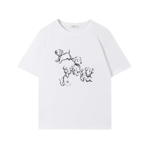 셀린느 남성 크루넥 화이트 반팔티 - Celine Mens White Tshirts - c… - 1