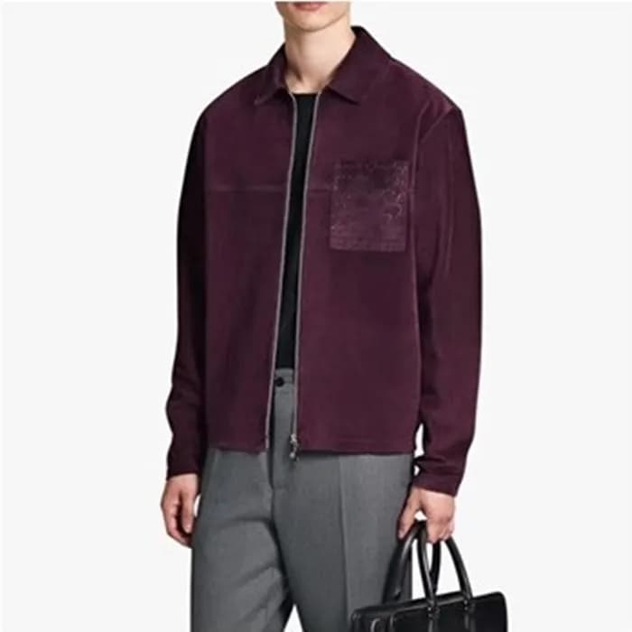 벨루티 남성 버건디 가죽 자켓 - Berluti Mens Leather Jackets - … - 1