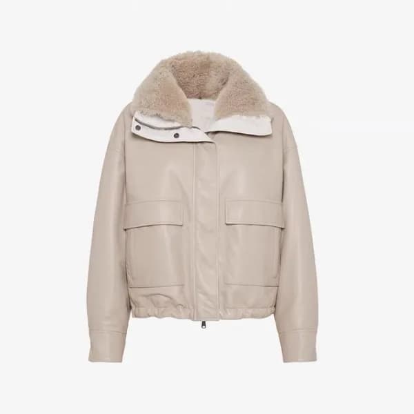 브루넬로쿠치넬리 여성 베이지 가죽 자켓 - Brunello Cucinelli Womens … - 1