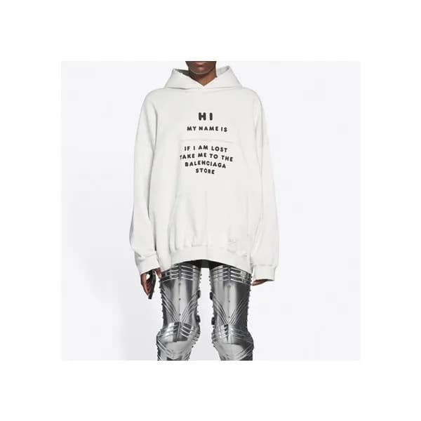 발렌시아가 남/녀 화이트 후드티 - Balenciaga Unisex White Hoodie… - 1