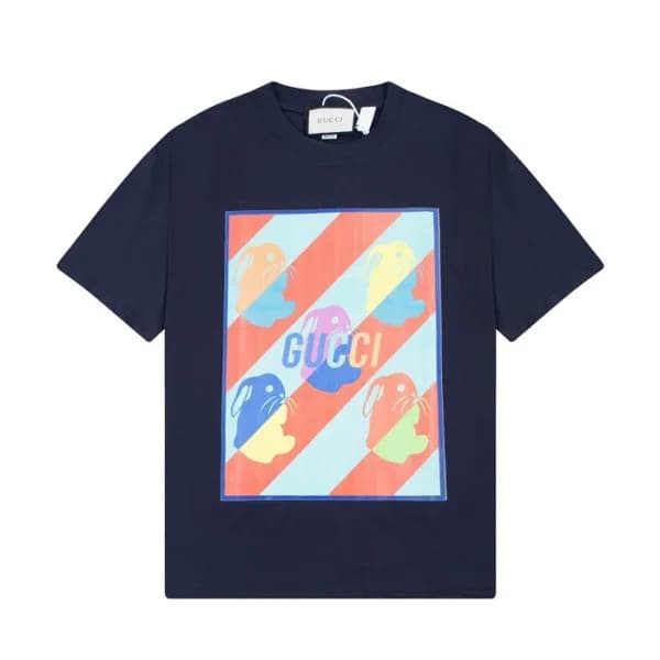 구찌 남/녀 네이비 크루넥 반팔티 - Gucci Unisex Navy Short sleev… - 1