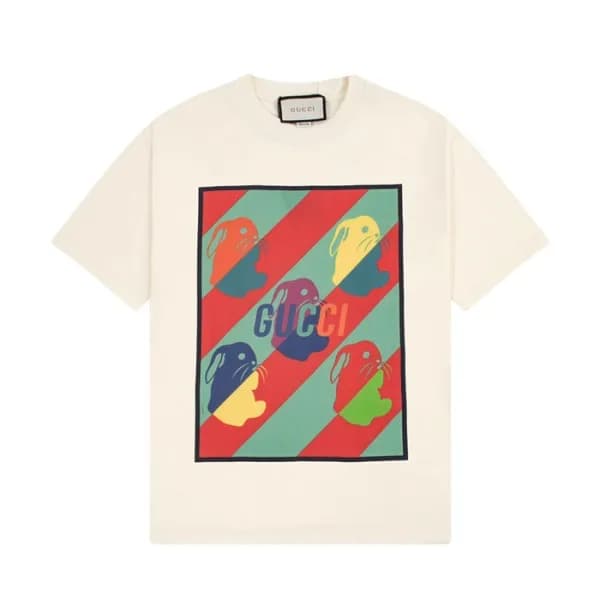 구찌 남/녀 아이보리 크루넥 반팔티 - Gucci Unisex Ivory Short sle… - 1