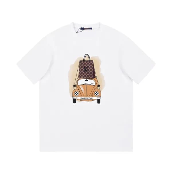 루이비통 남성 화이트 크루넥 반팔티 - Louis vuitton Mens White Sho… - 1