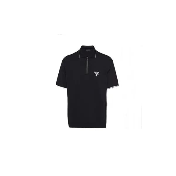 프라다 남성 블랙 폴로 반팔티 - Prada Mens Black Short sleeved … - 1