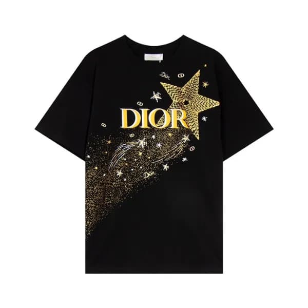 디올 남성 블랙 크루넥 반팔티 - Dior Mens Black Short sleeved T… - 1