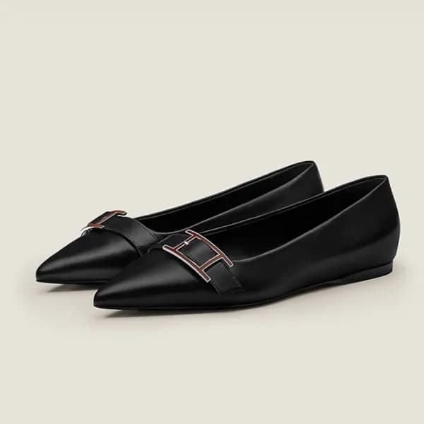 에르메스 여성 시그니처 블랙 플렛 - Hermes Womens Black Flat-shoe… - 1