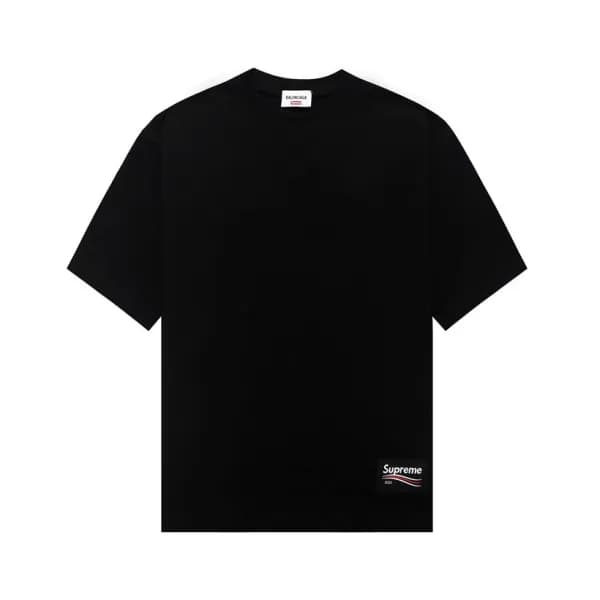 발렌시아가 남성 크루넥 블랙 반팔티 - Balenciaga Mens Black Short … - 1