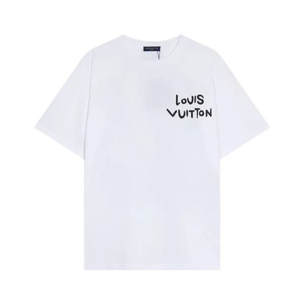 루이비통 남성 화이트 크루넥 반팔티 - Louis vuitton Mens White Sho… - 1