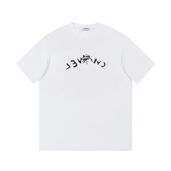 샤넬 남/녀 크루넥 화이트 반팔티 - Chanel Unisex White Tshirts -… - 1