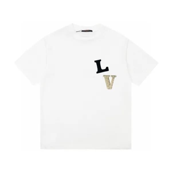 루이비통 남성 화이트 크루넥 반팔티 - Louis vuitton Mens White Sho… - 1