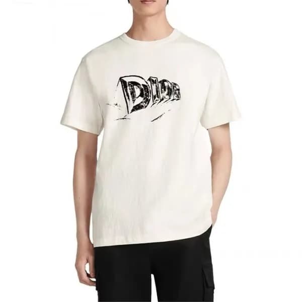 디올 남성 화이트 크루넥 반팔티 - Dior Mens White Short sleeved … - 1