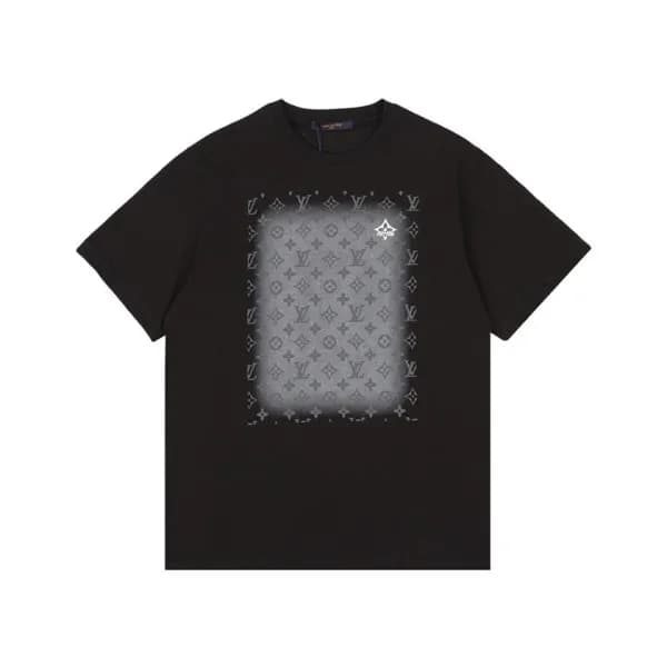 루이비통 남성 블랙 크루넥 반팔티 - Louis vuitton Mens Black Shor… - 1