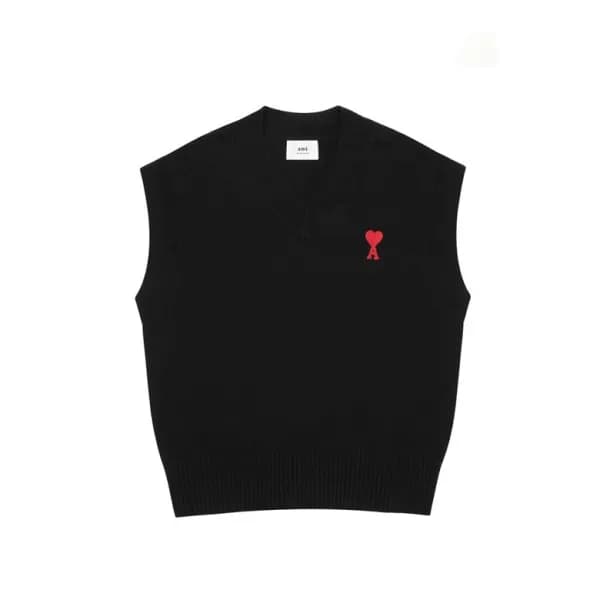 아미 남/녀 블랙 베스트 - Ami Unisex Black Vest - am10x - 1