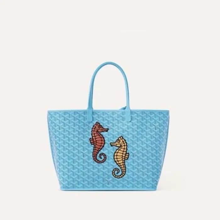 고야드 남/녀 블루 앙주 PM 해마 엠브로더이드 - Goyard Unisex Anjou B… - 1