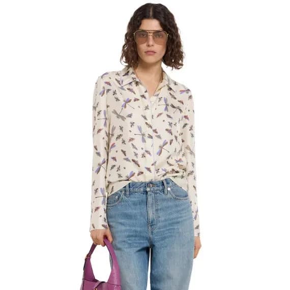 구찌 여성 프린트 실크 트윌 셔츠 - Gucci Womens Printed Silk-twi… - 1