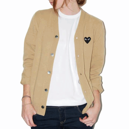Cdgplay 2018 Unisex V-neck Cardigan - 꼼데가르송 남/녀 블랙… - 1
