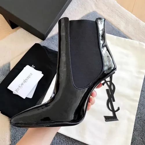 2018/19 Saint Laurent Opium Logo Hill Zipper Ankle… - 1