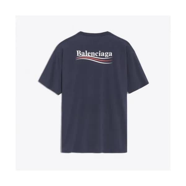 Balenciaga 2019 Mens Wave Logo Cotton Short Sleeve… - 1