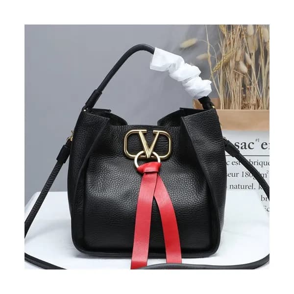 Valentino 2019 V-ring Leather Tote Shoudler Bag,22… - 1