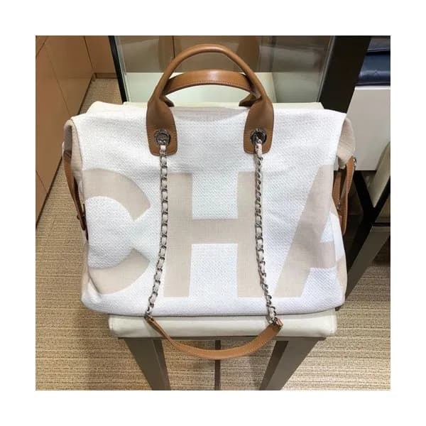 Chanel 2019 Canvas Tote Shoulder Shopper Bag ,38CM… - 1