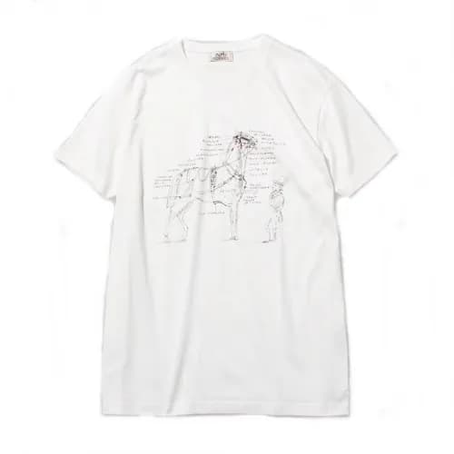 Hermes 2020 Mens Crew-neck Silket Short Sleeved Ts… - 1