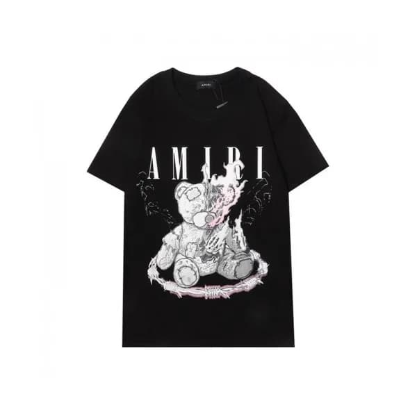 Amiri Mm/Wm Logo Cotton Short Sleeved Tshirts Bla… - 1