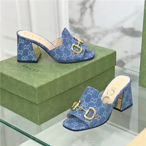 Gucci 2021 Women's Leather High Heel Slipper,G… - 1