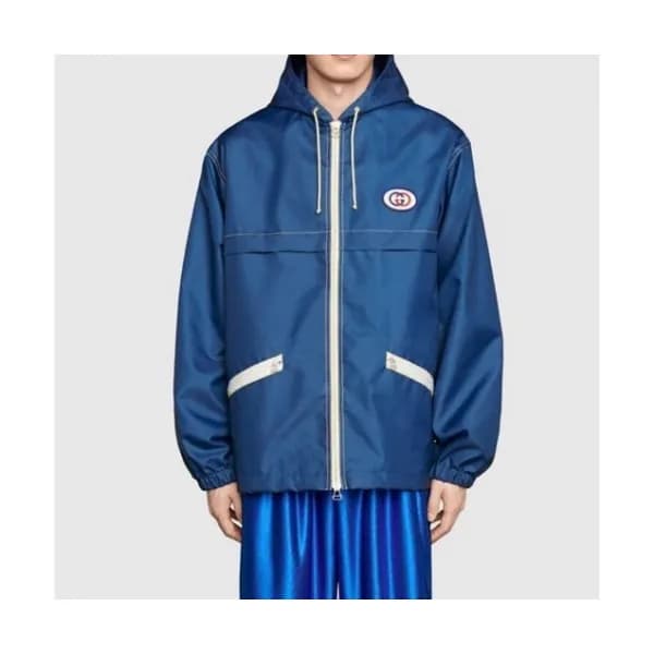 Gucci Mens Logo Casual Windproof Jackets Blue - 구… - 1