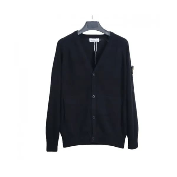Stone Island Mens Casual Wool Cardigan Black - 스톤아… - 1