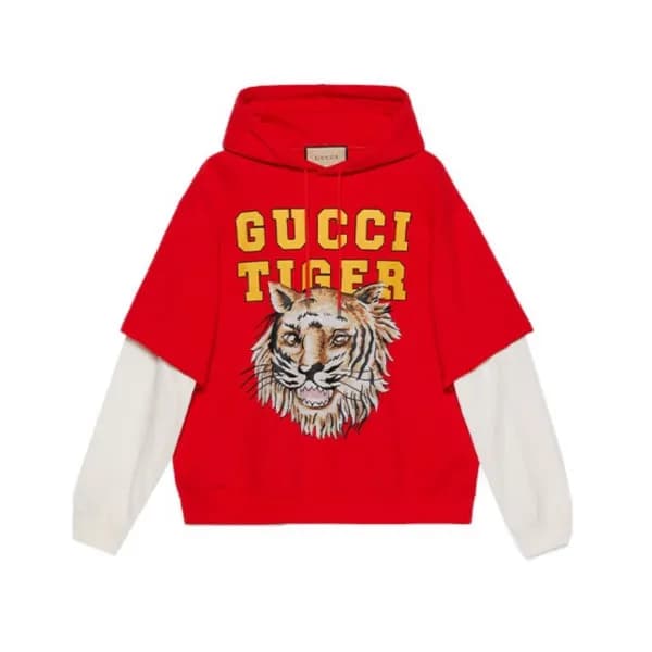 구찌 남자 캐쥬얼 레드 후드티 - Unisex Red Hoodie - 1