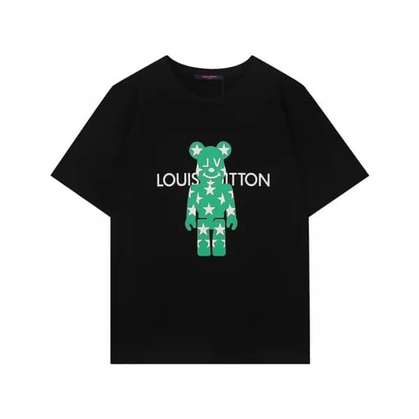 루이비통 남성 크루넥 블랙 반팔티 - Mens Black Tshirts - lou03987… - 1