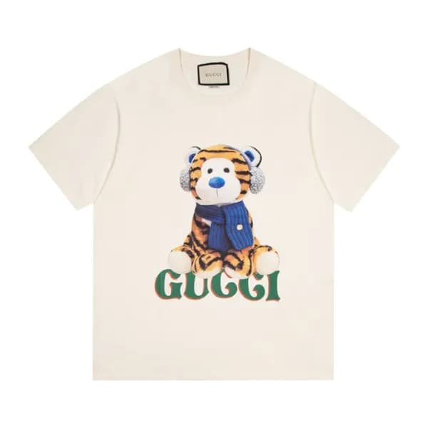 구찌 남/녀 아이보리 크루넥 반팔티 - Unisex Ivory Tshirts - guc04… - 1