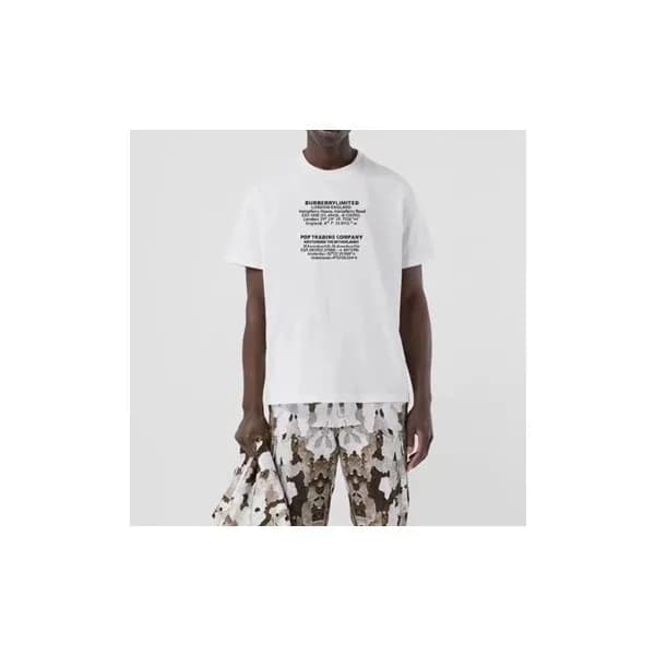 버버리 남성 화이트 크루넥 반팔티 - Mens White Tshirts - Bur04375… - 1