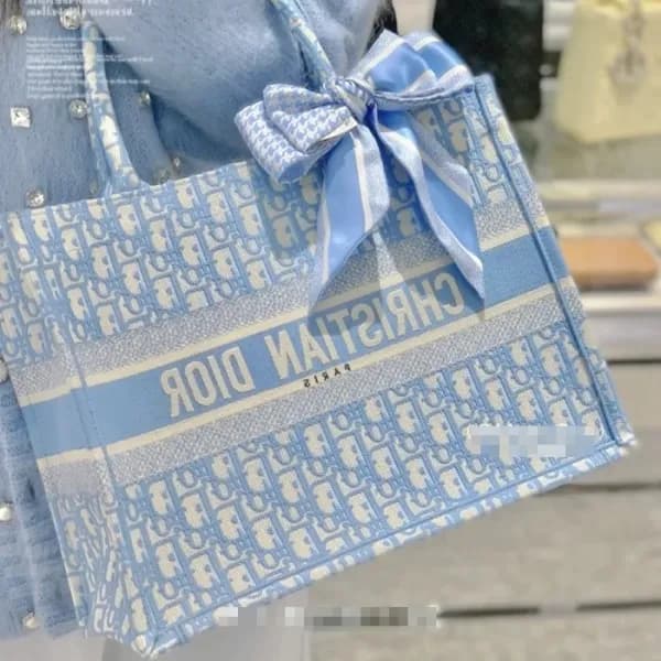 디올 남/녀 블루 북토트 - Unisex Blue Book Tote - dio02076x - 1