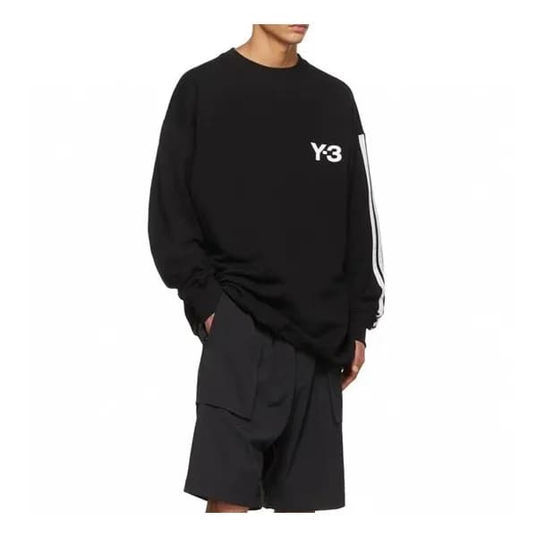 요지야마모토 남성 블랙 크루넥 맨투맨 - Y3 Mens Black Tshirts - y3/… - 1