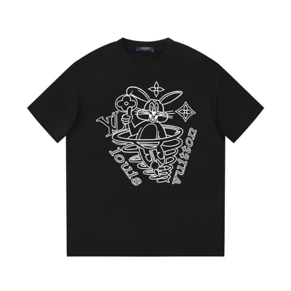 루이비통 남성 블랙 크루넥 반팔티 - Louis vuitton Mens Black Tshi… - 1