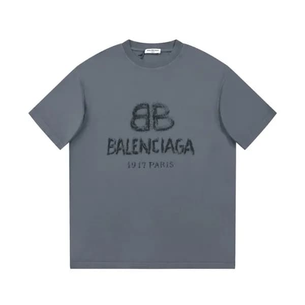 발렌시아가 남성 그레이 크루넥 반팔티 - Balenciaga Mens Gray Short … - 1