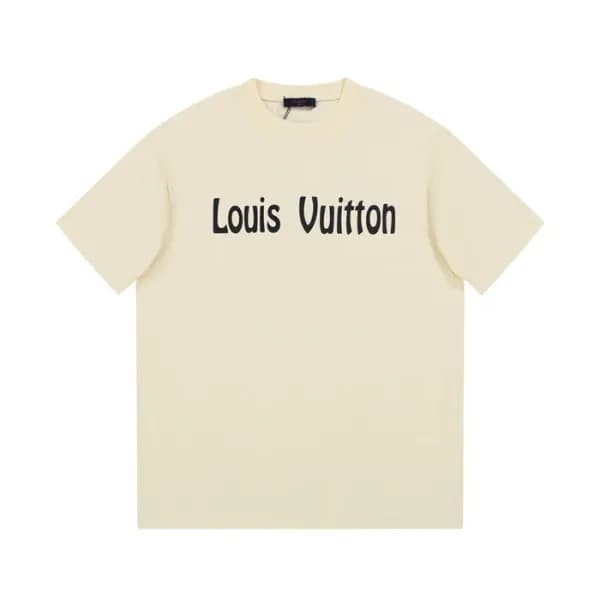 루이비통 남성 아이보리 크루넥 반팔티 - Louis vuitton Mens Ivory Sh… - 1