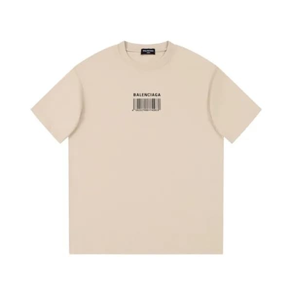발렌시아가 남성 베이지 크루넥 반팔티 - Balenciaga Mens Beige Short… - 1