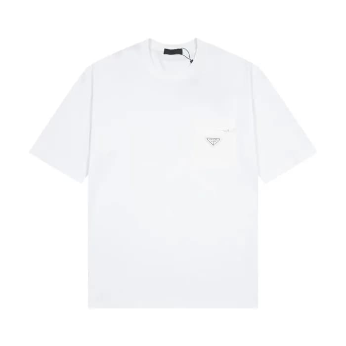 프라다 남성 크루넥 화이트 반팔티 - Prada Mens White Short sleeve… - 1