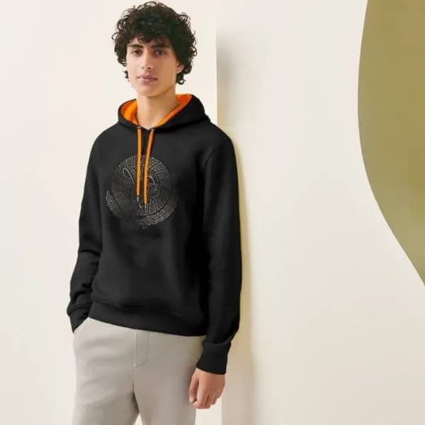 에르메스 남성 블랙 후드티 - Hermes Mens Black Hoodie - he351x - 1