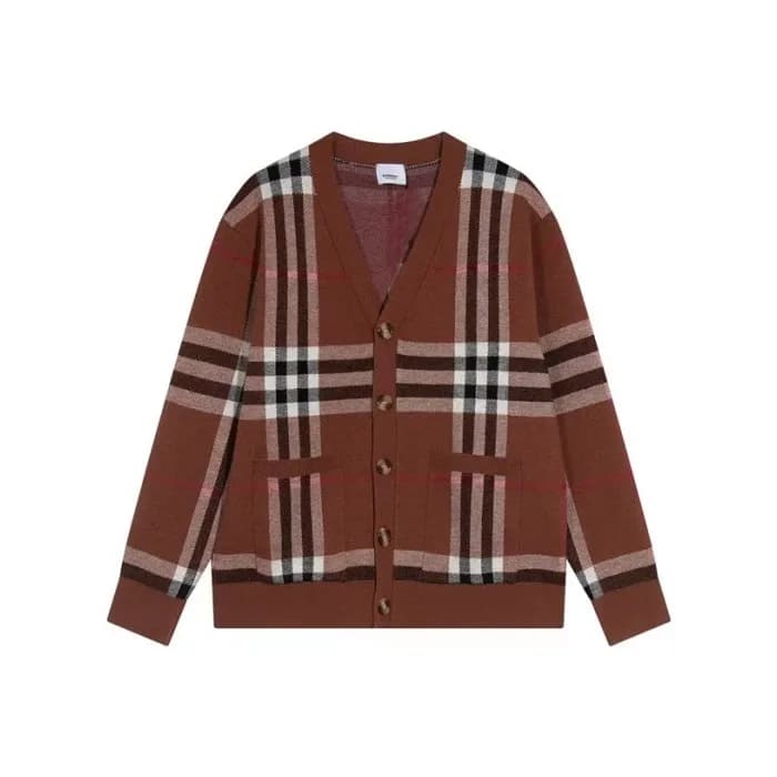 버버리 남성 브라운 브이넥 가디건 - Burberry Mens Brown Cardigan … - 1