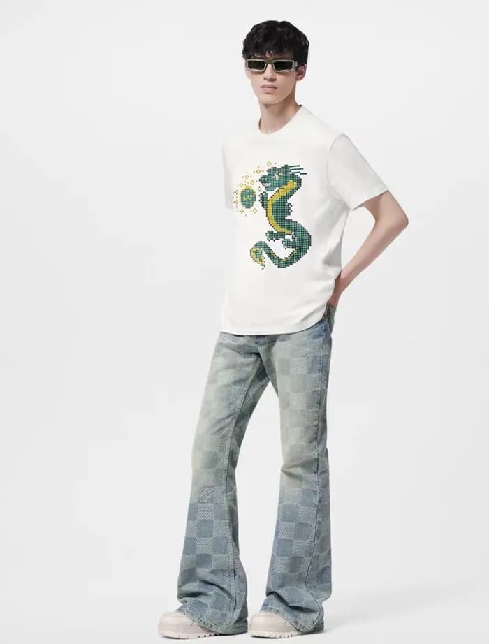 루이비통 남성 화이트 반팔 티셔츠 - Louis vuitton Mens White Tshi… - 1