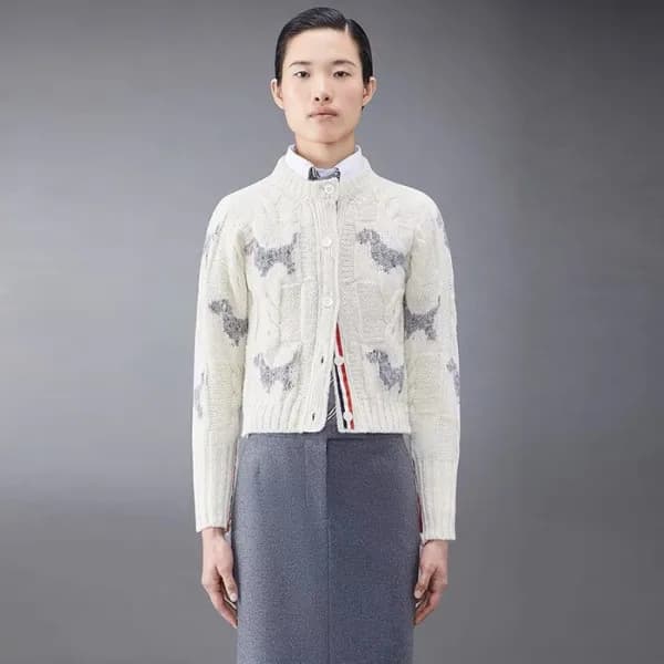 톰브라운 여성 브이넥 가디건 - Thom Browne Womens Cardigan - th… - 1