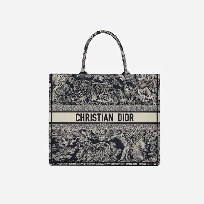 디올 여성 블루 투알 드 주이 리버스 자수 북 토트백 라지 - Dior Roald Rive… - 1